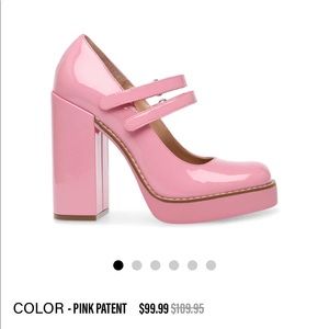 steve madden twice pink patent strap platform heels
